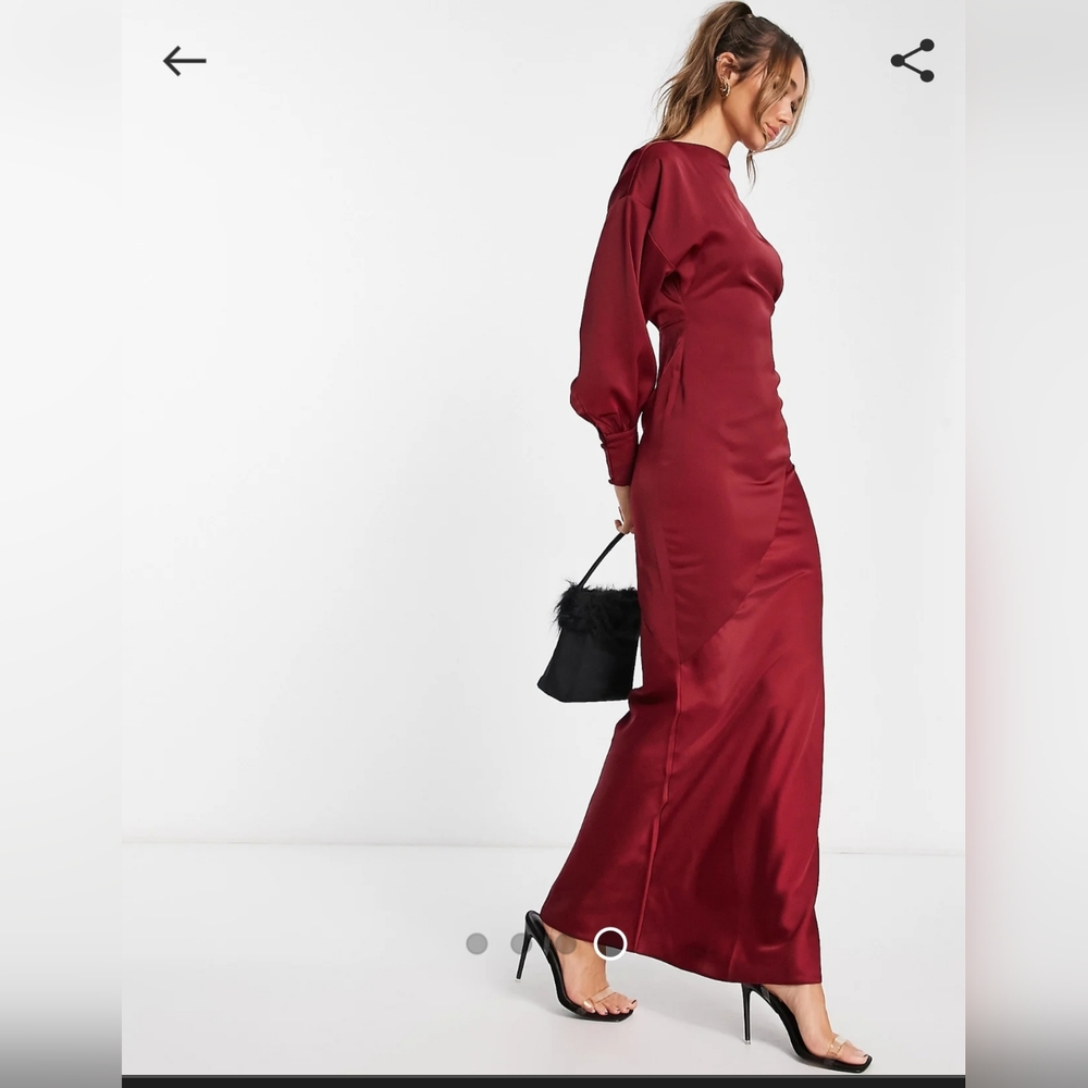 Elegant Burgundy Satin Dress